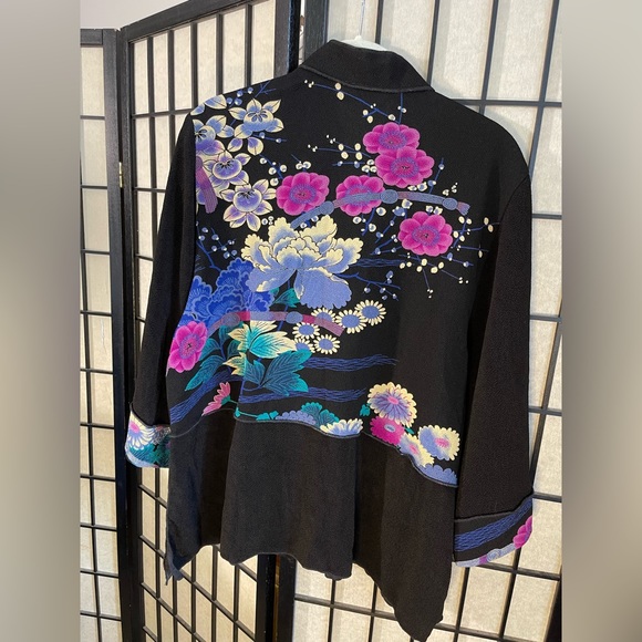 Moonlight Y & S Fashion Design Asian Print Crepe Jacket - Picture 8 of 15